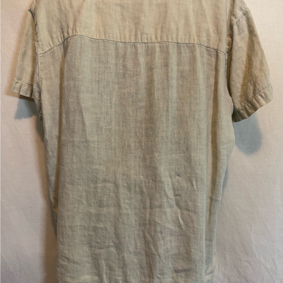 H-166 Sunbelt Vintage Cream Short Sleeve 100% Linen Button Down Blouse Size L - Picture 11 of 16
